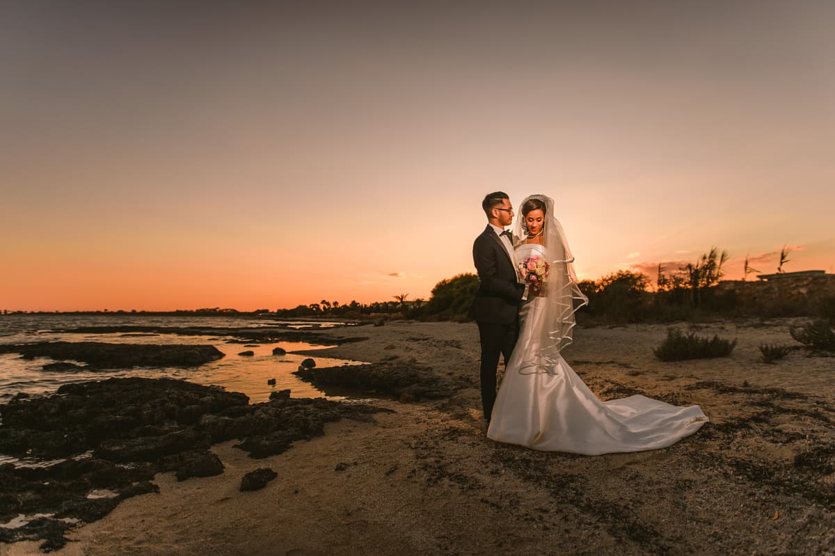 White-sand beachfront wedding at Thalassines near Ayia Napa, east Cyprus