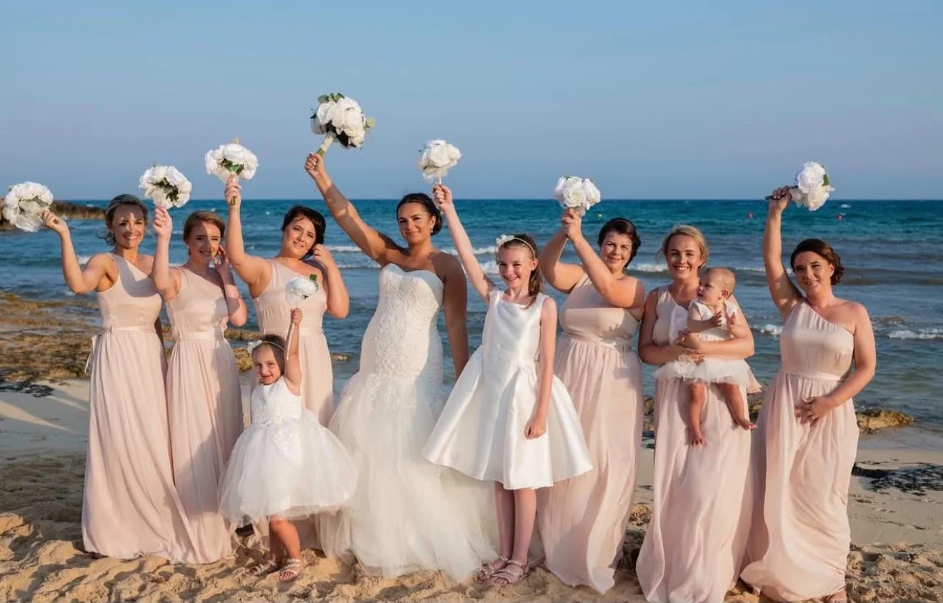 Wedding party by the sea at Agia Thekla