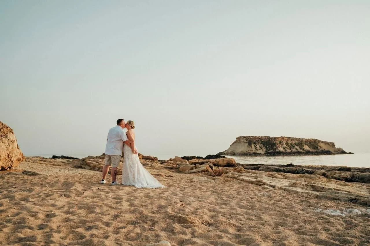 Seaside wedding ceremony at Agios Georgios Beach