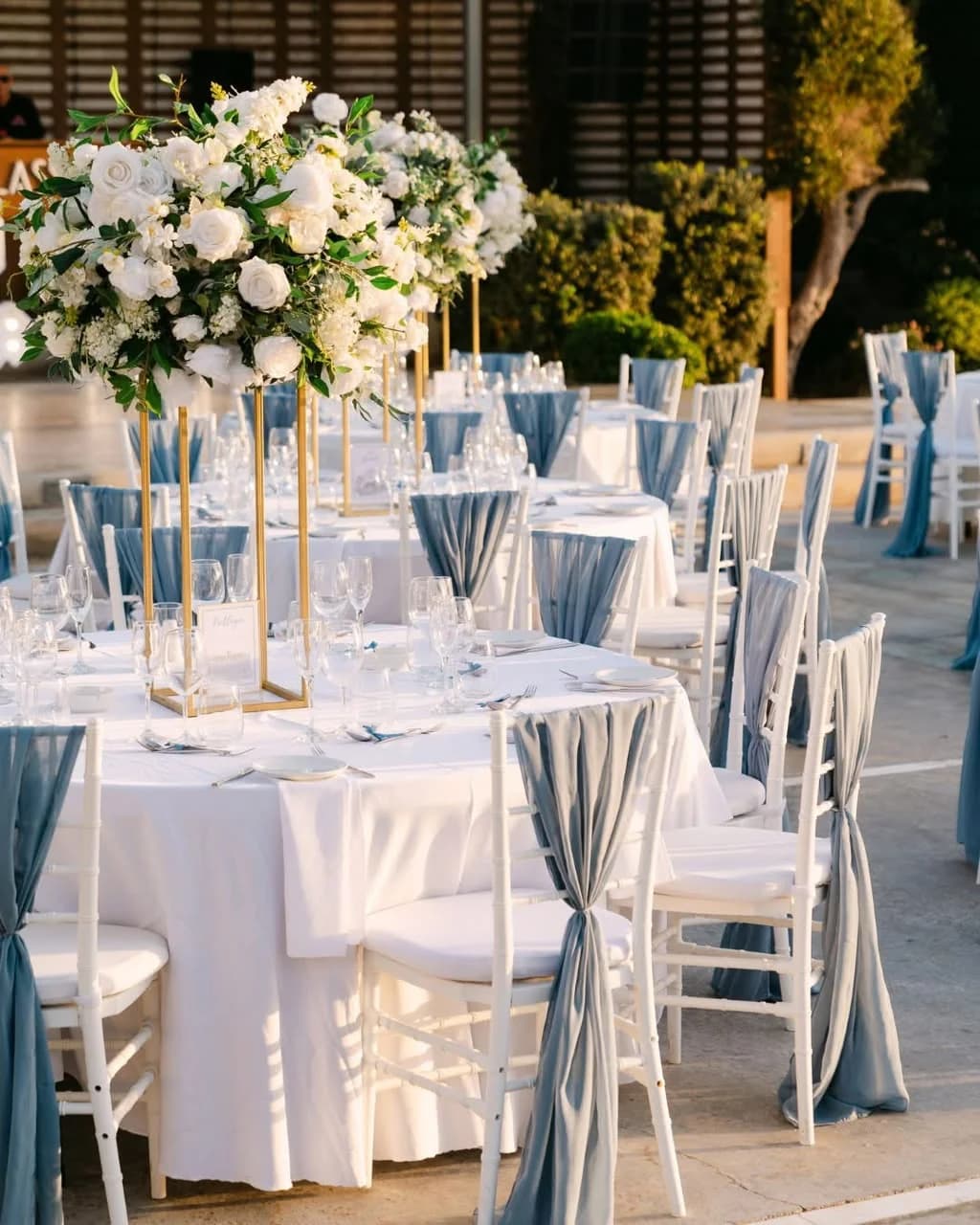 Wedding reception table setting at Alassos