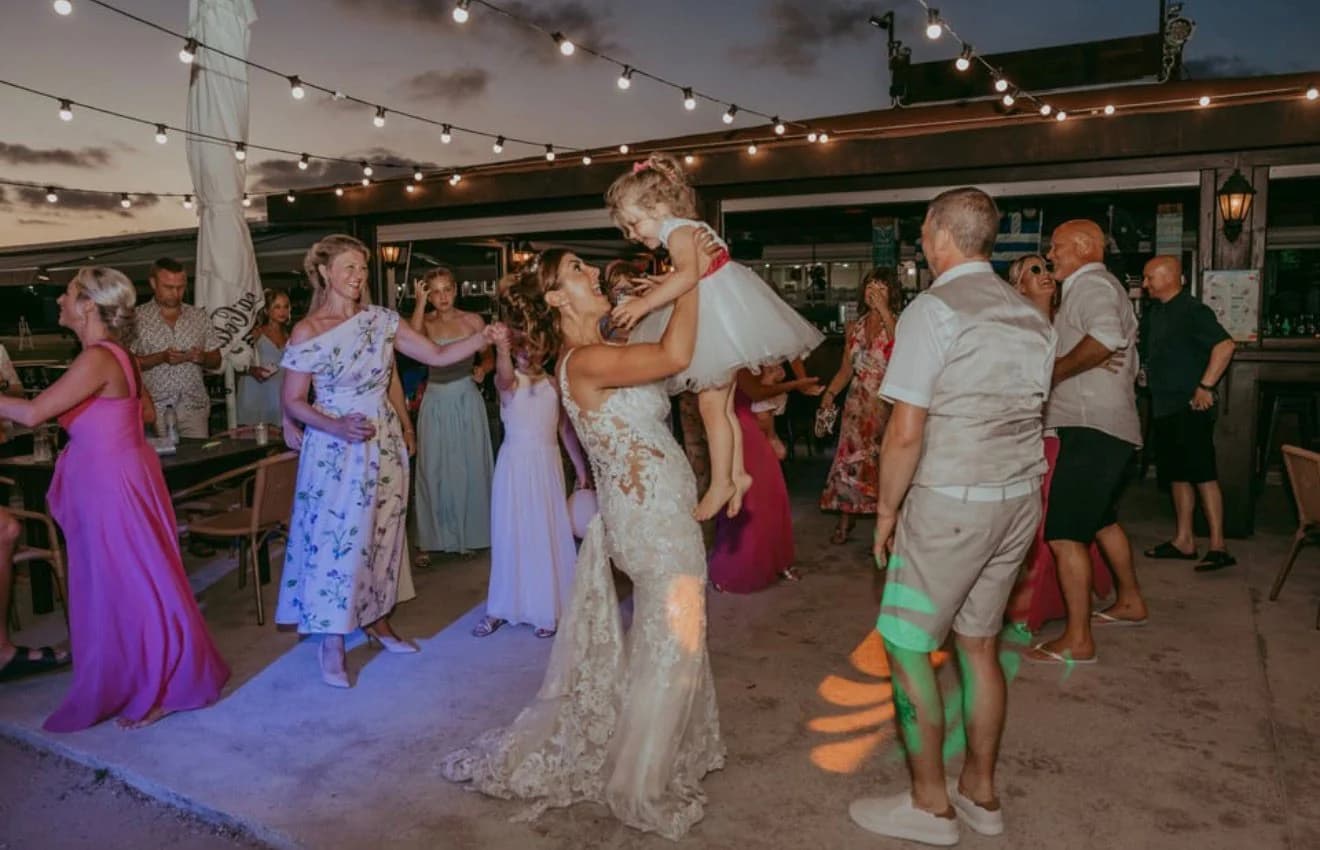 Wedding guests celebrating at Atlantida