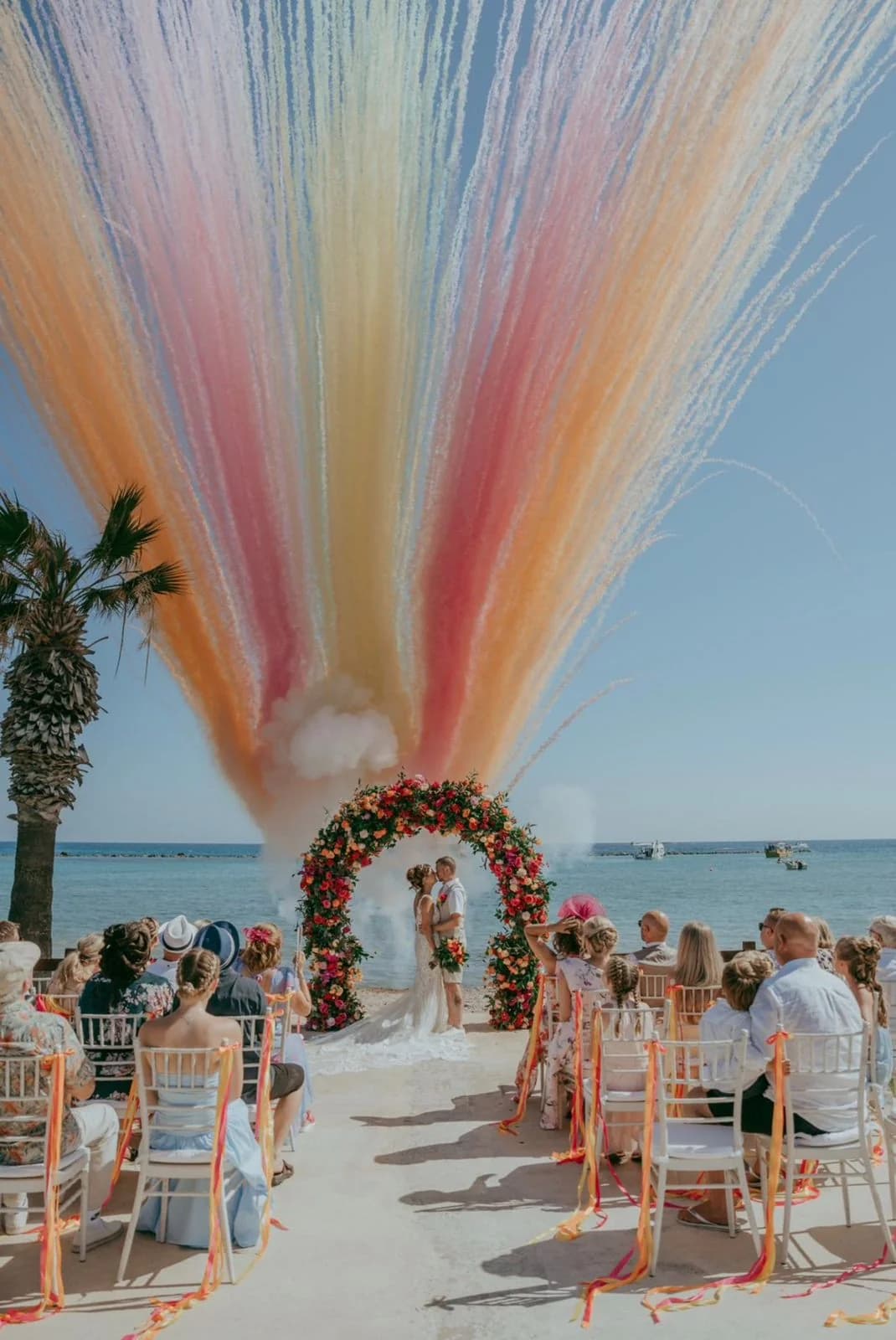 Outdoor wedding ceremony at Atlantida
