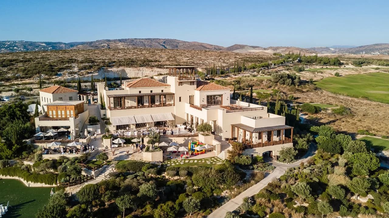 Aerial view of the Elea estate and surrounding landscape