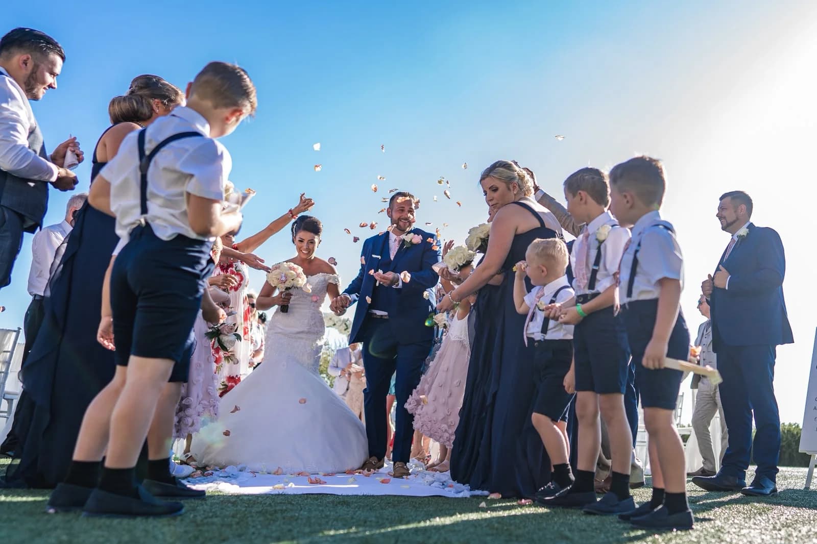 Wedding party on the grounds at Elea