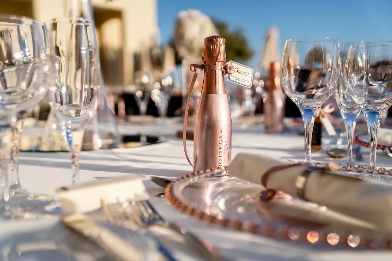 Wedding table setting at Elea