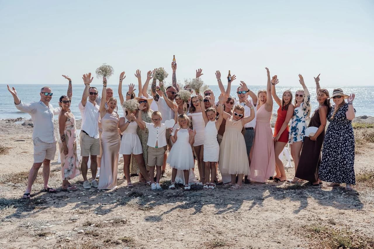 Wedding party at Faros Lighthouse Beach