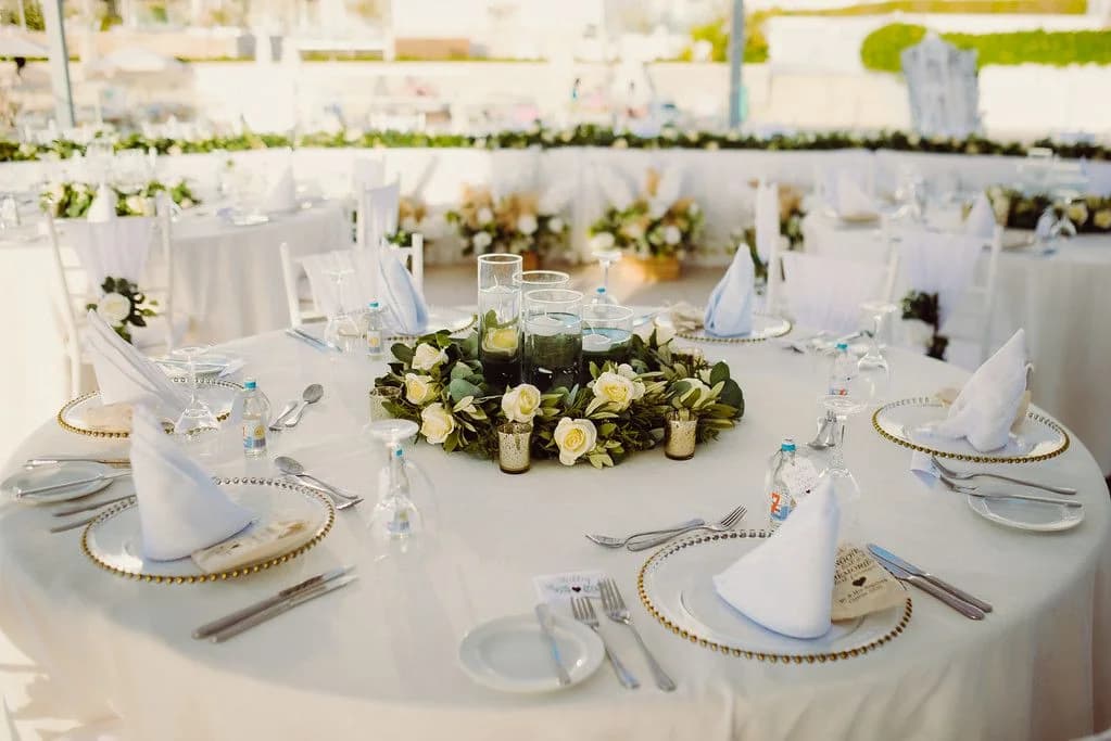 Wedding table setting at King Evelthon