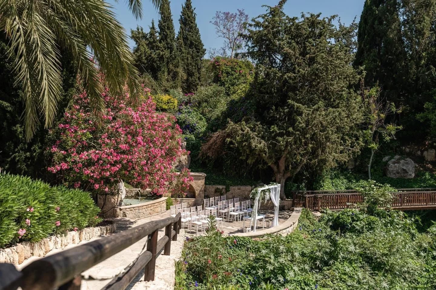 Garden terrace and ceremony space at Lemba Vrisi