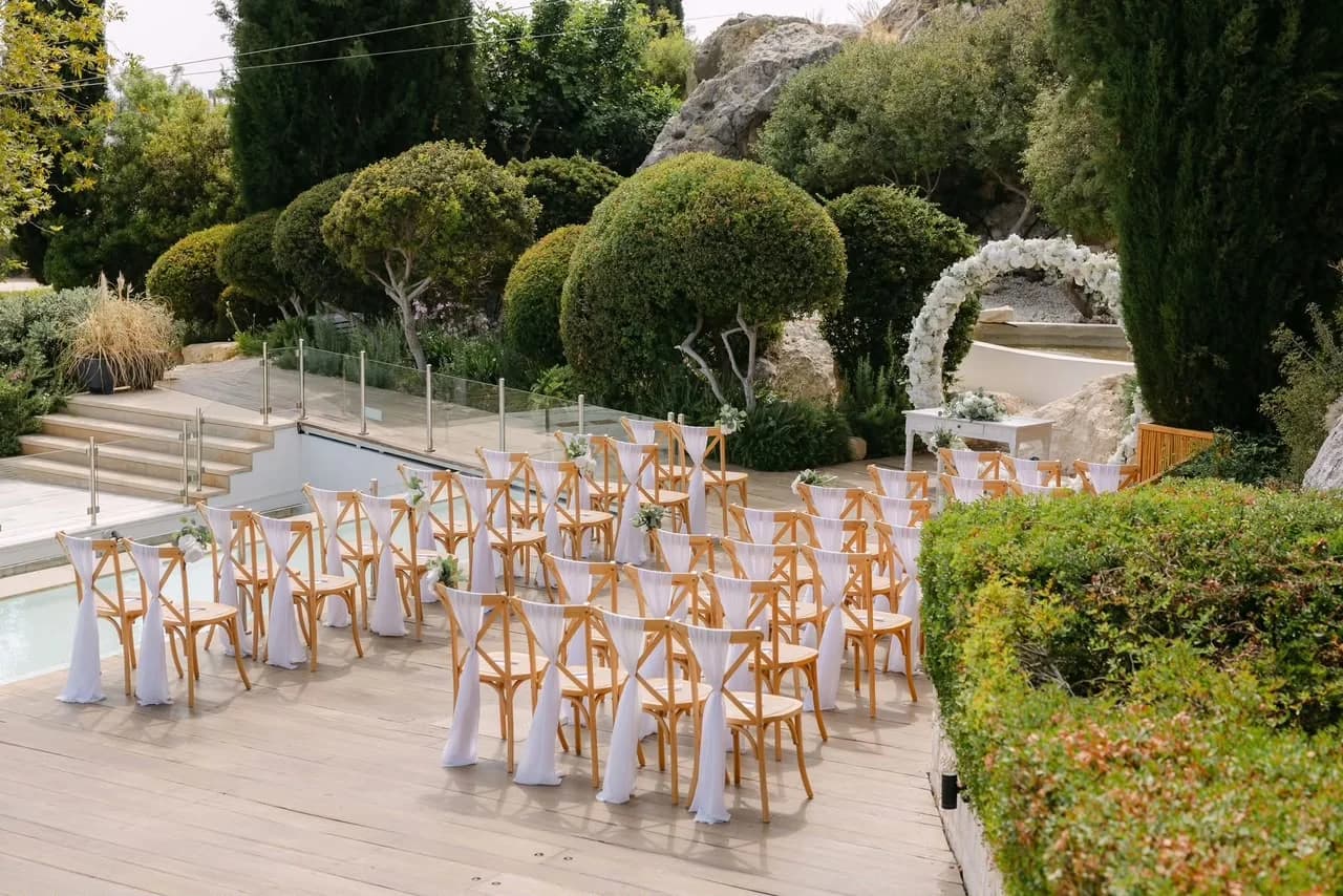 Garden ceremony aisle at Paliomonastiros