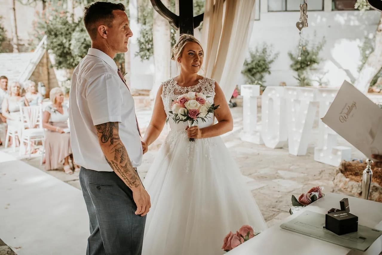 Couple during preparations at Pegia Gardens
