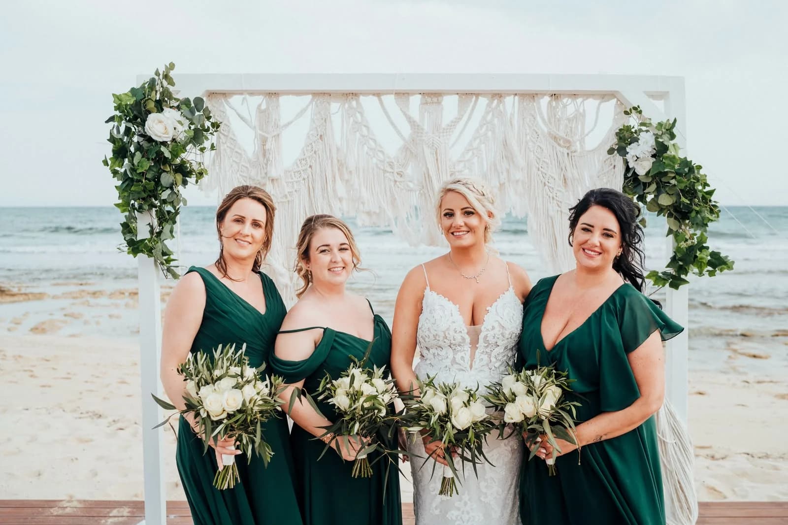 Wedding party beside the sea at Sirenes Beach
