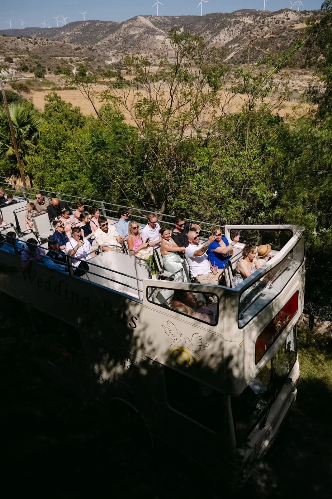 Wedding guests at an outdoor table at Vasilias
