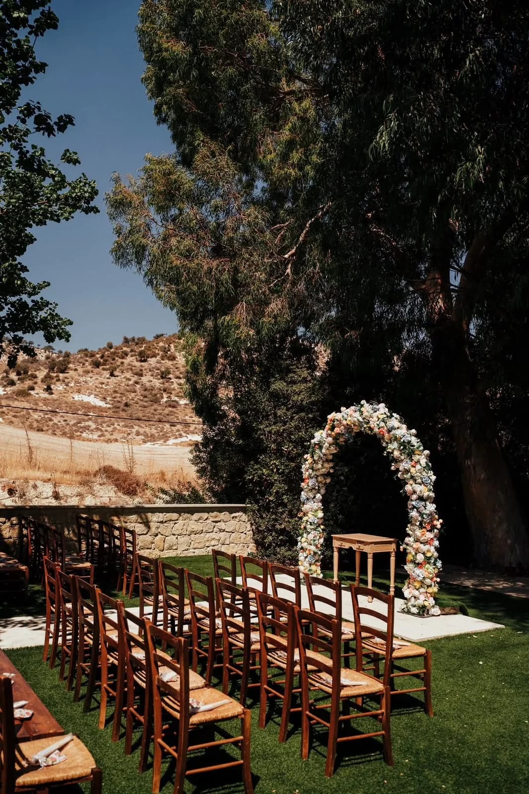 Garden ceremony arch at Vasilias